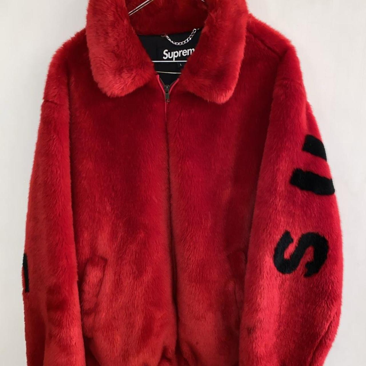 Supreme faux fur bomber jacket red on sale