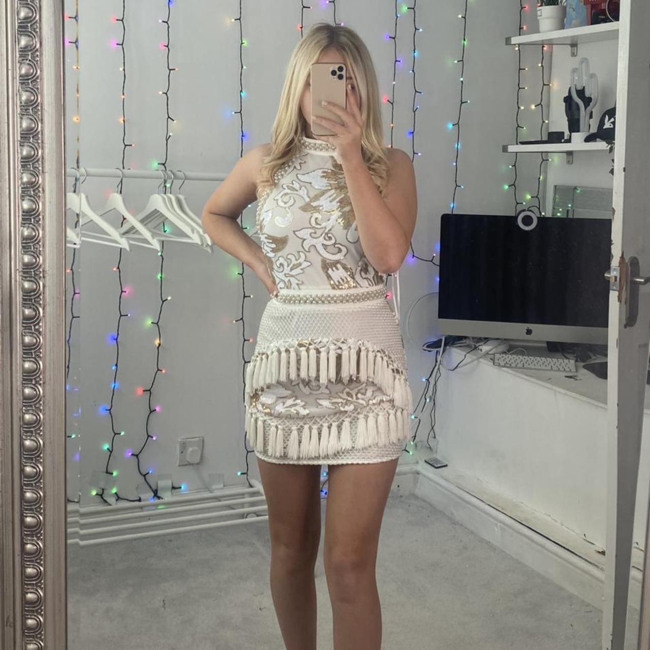 Pretty little thing premium tassel sequin dress.... Depop