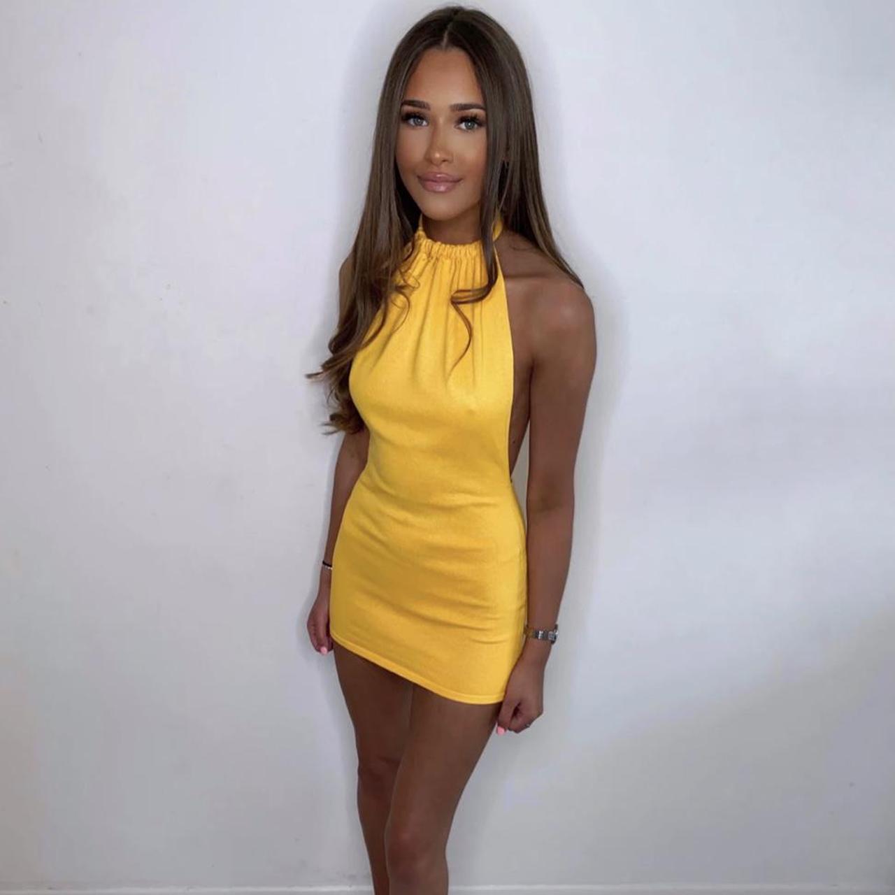 yellow polo neck dress