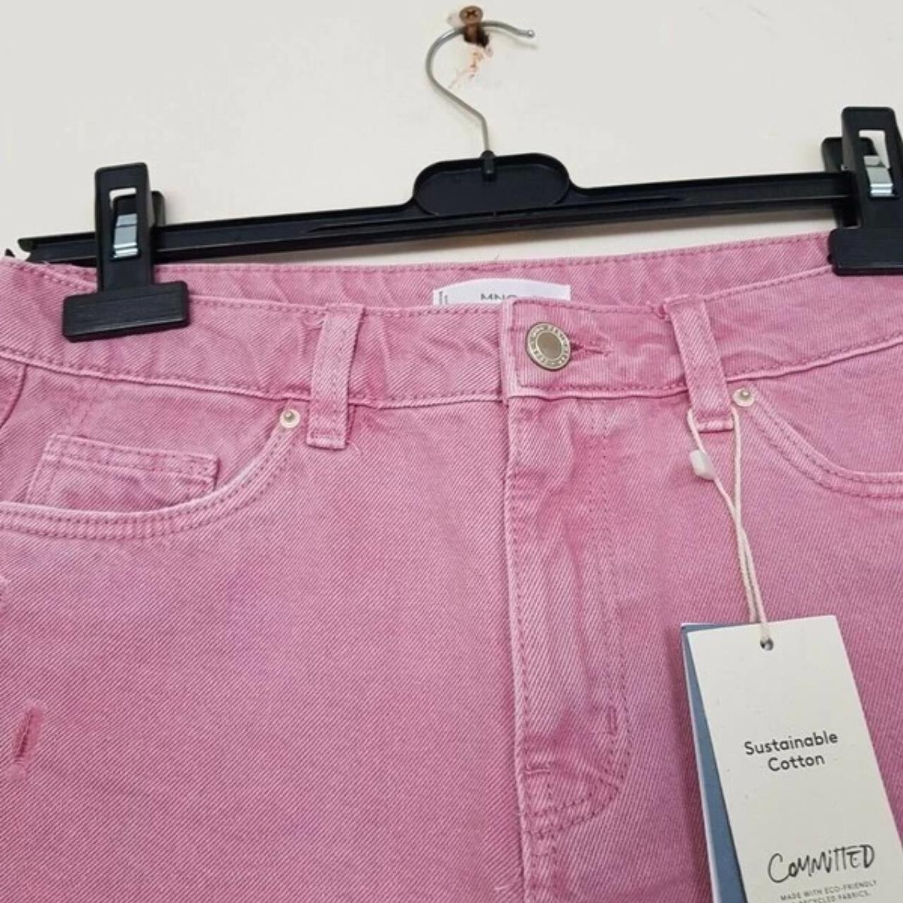 Mango dusky pink distressed denim shorts size 8 ... - Depop