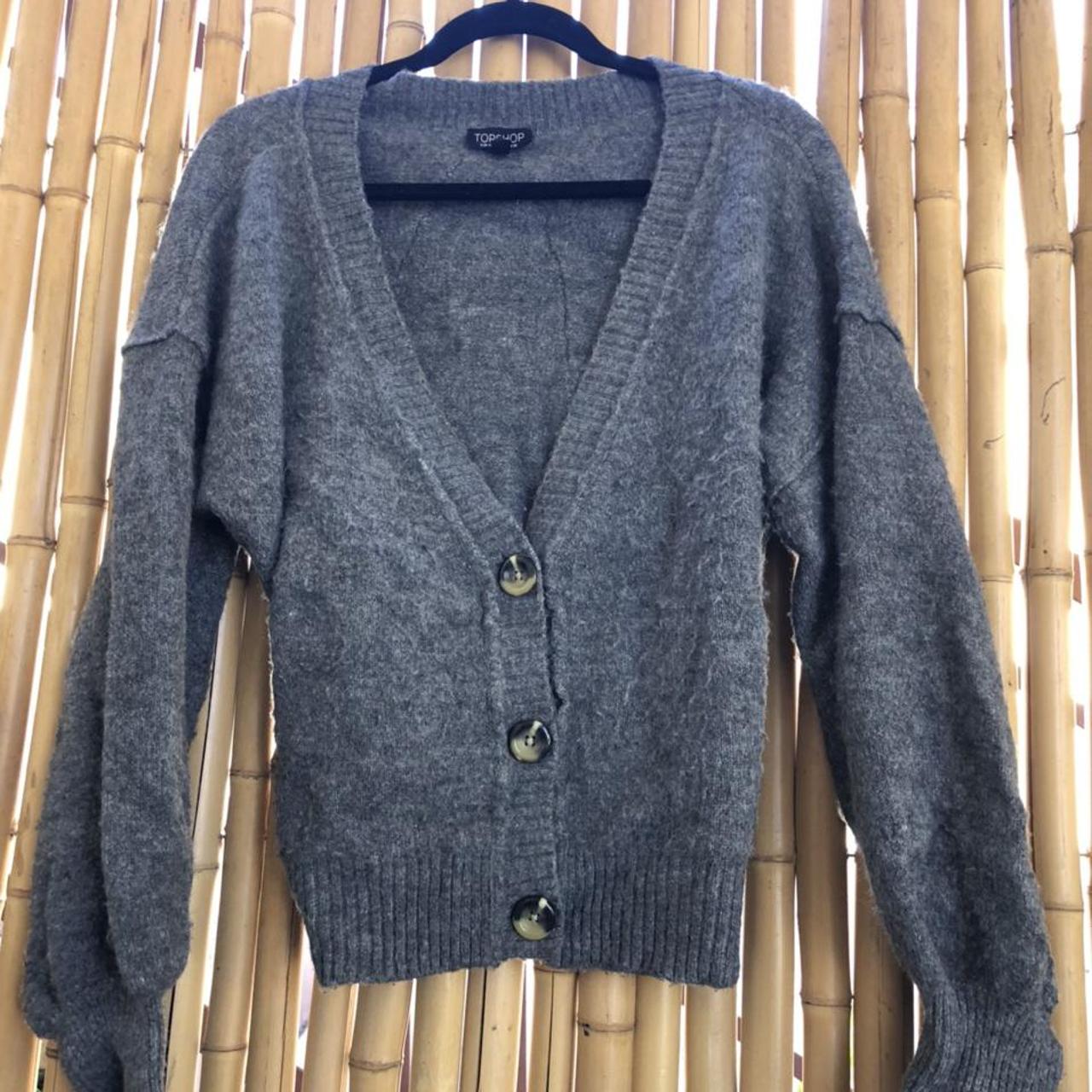 Grey cardigan sweater from Topshop. Cute with a... - Depop
