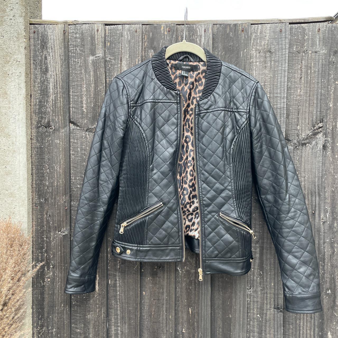 leather jacket leopard print lining