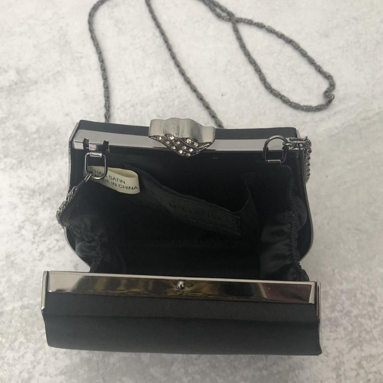 Jessica McClintock Vintage Small Black Satin Clutch Depop   P0 