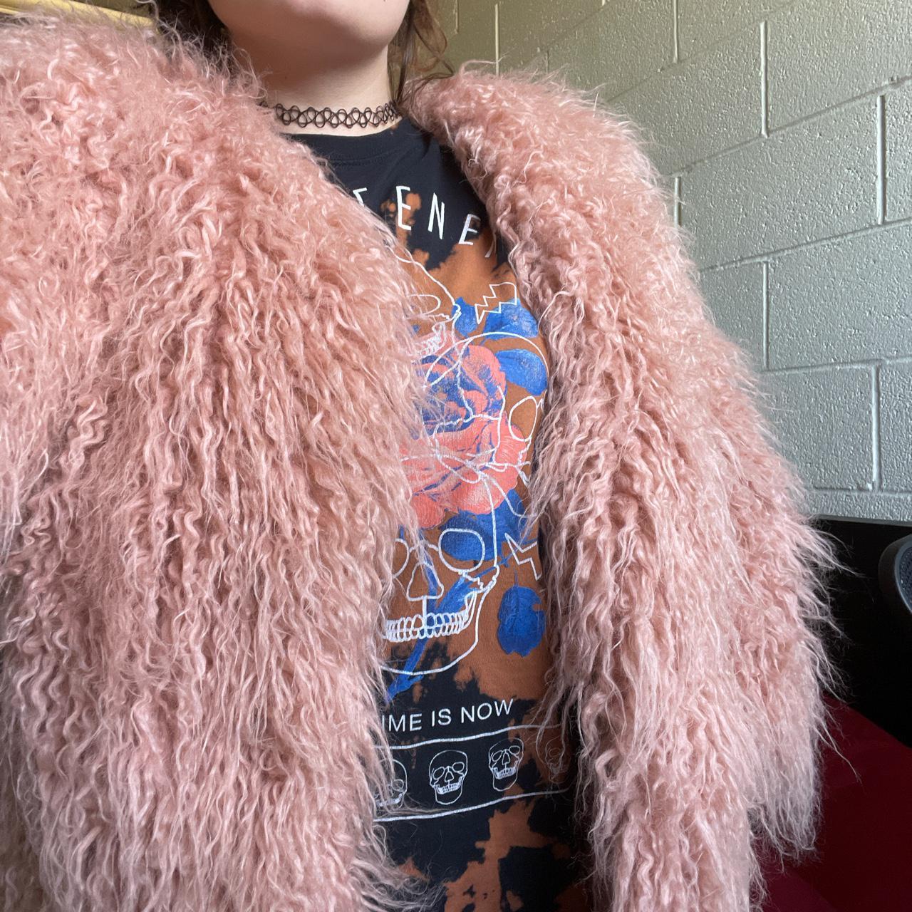 pink fluffy winter coat