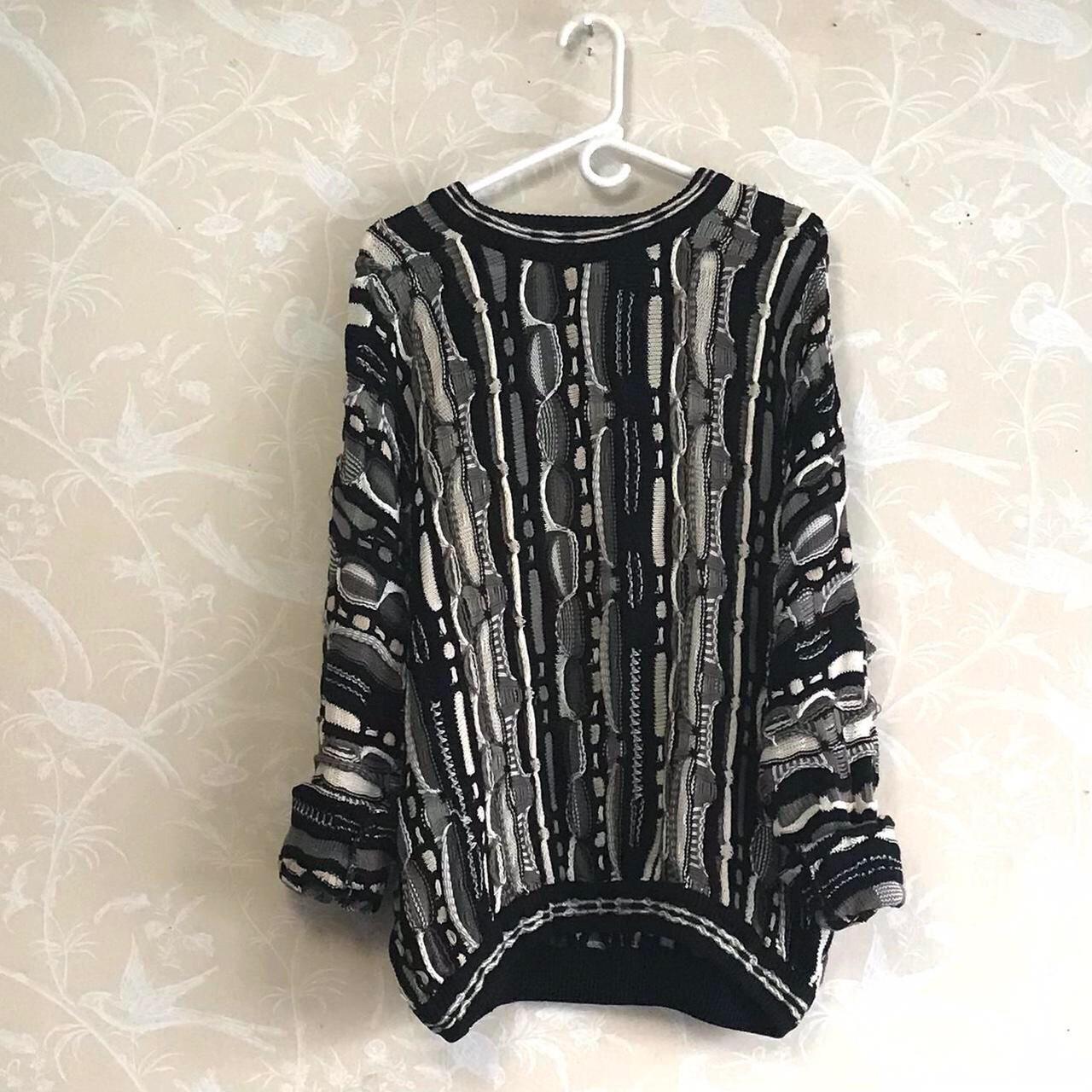 Vintage/super unique black and white Coogi Style... - Depop