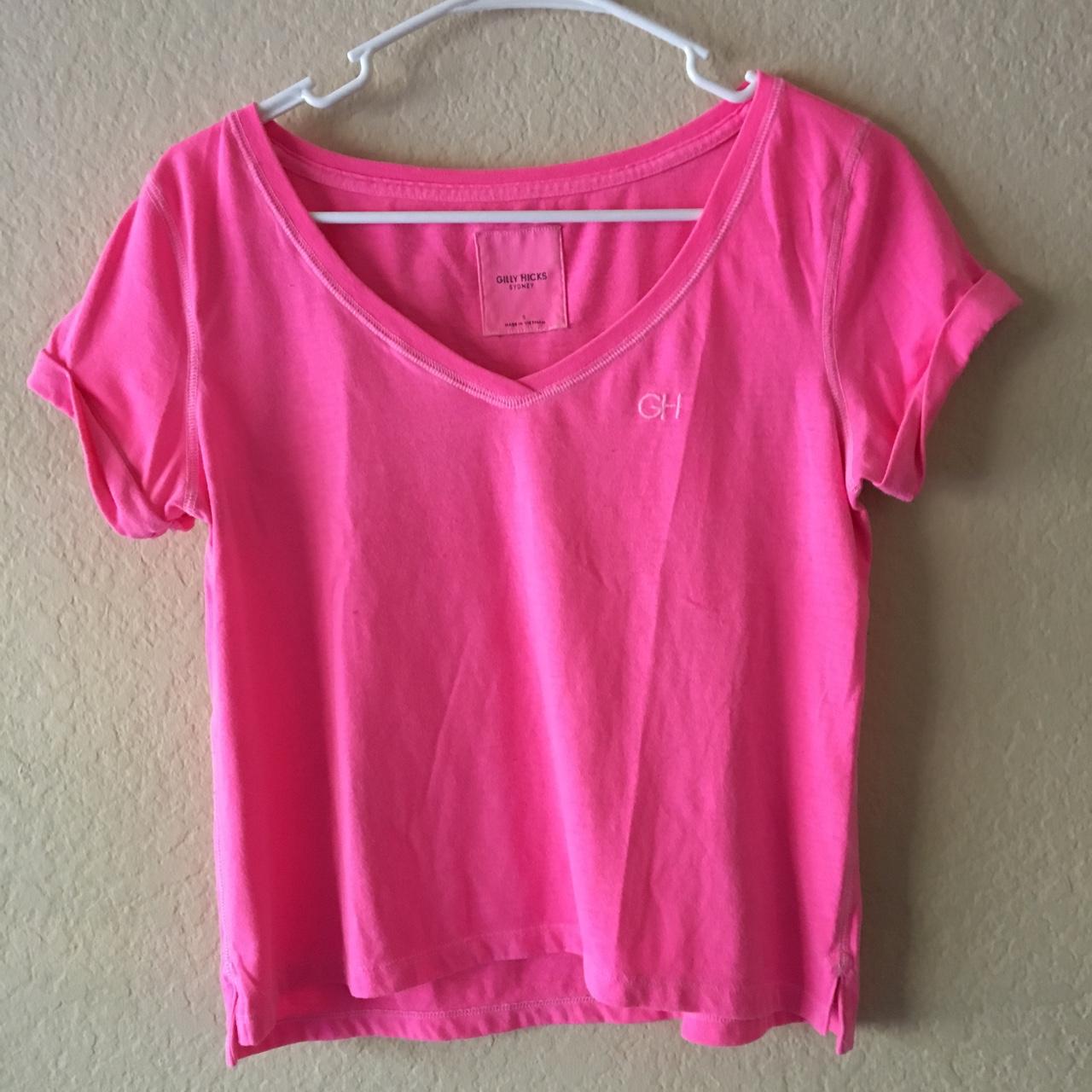 Neon pink gilly Hicks crop top. shipping is $10... - Depop