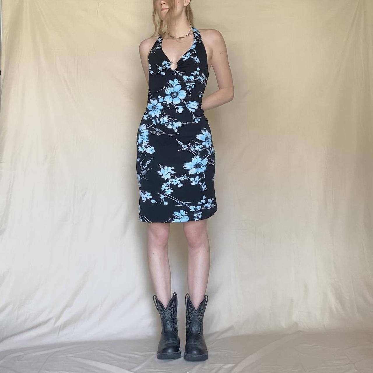 Late 90s / Y2k Floral Halter Dress By Lipstick.... - Depop