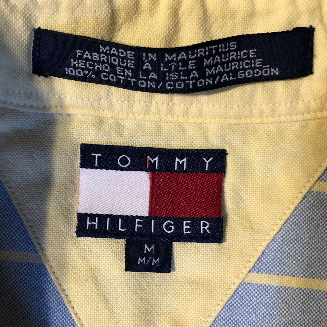 Vintage Tommy Hilfiger Big Logo Short Sleeve Button... - Depop