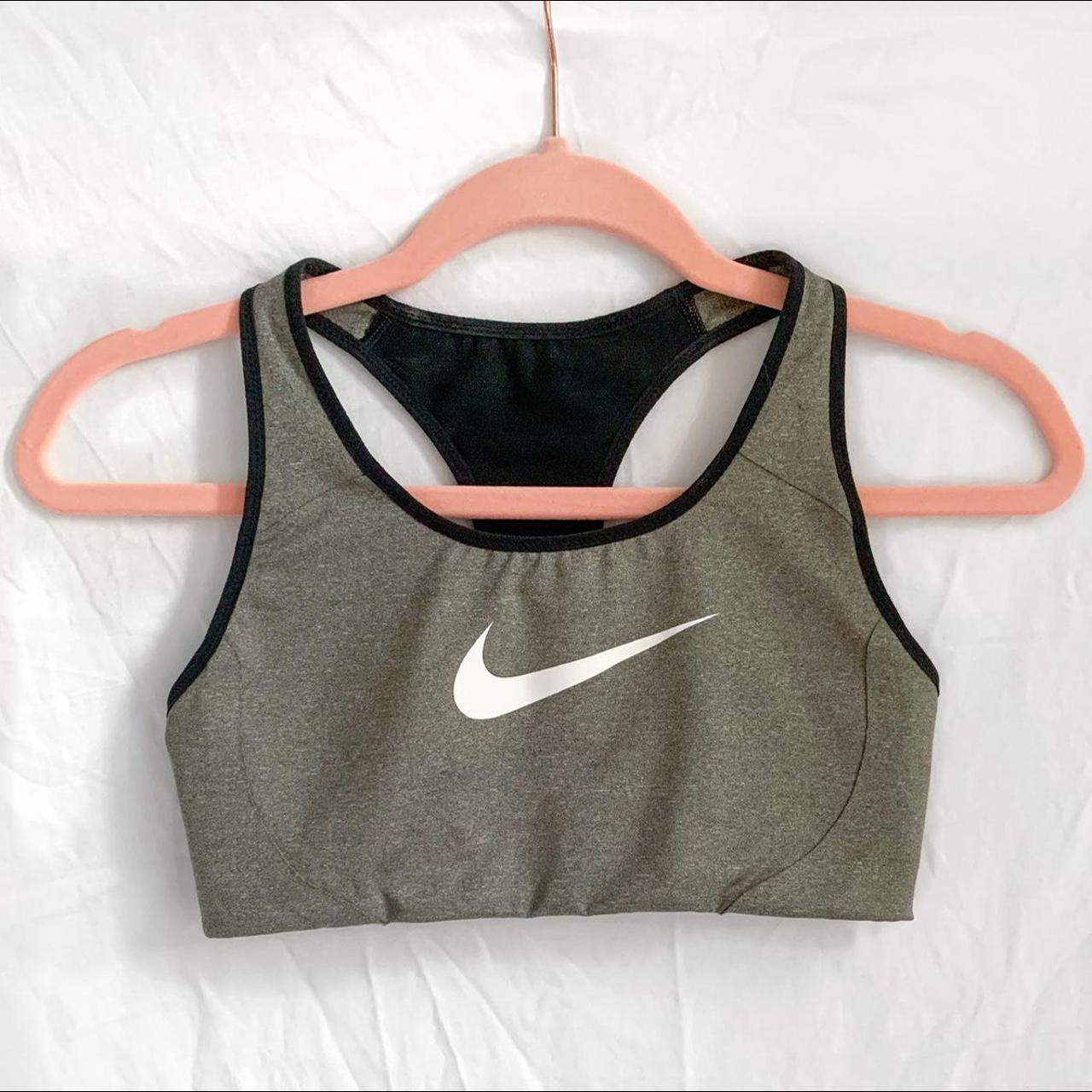 Nike grey sports bra with black mesh in the back ... - Depop