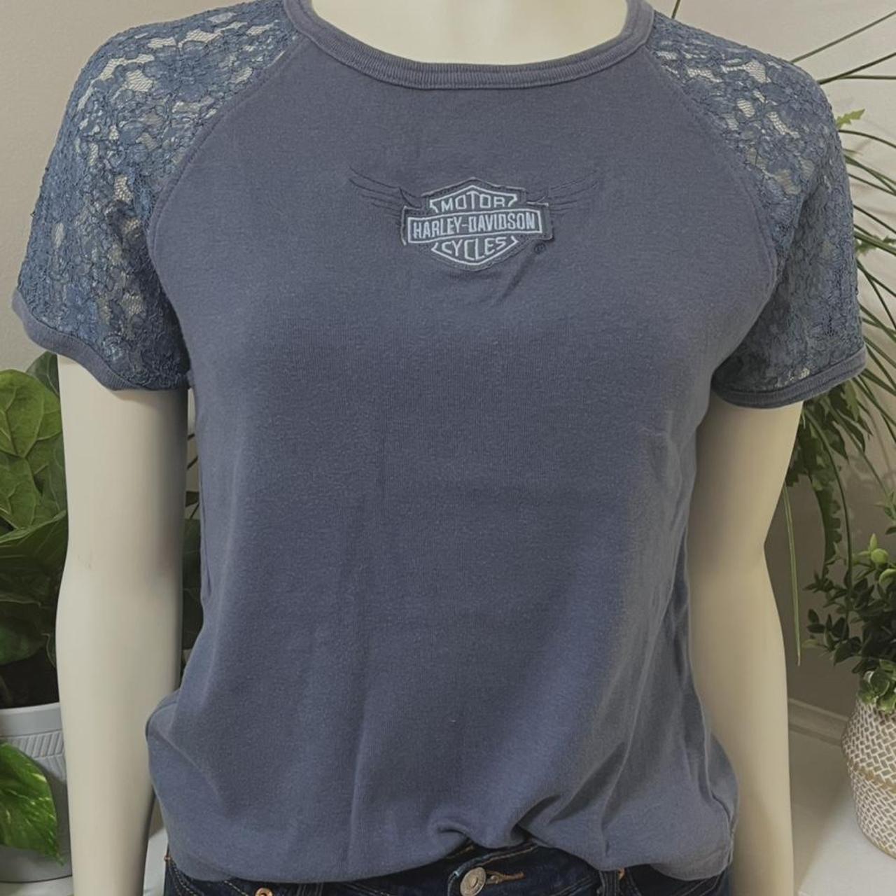 Harley Davidson vintage baby doll tee with lace... Depop