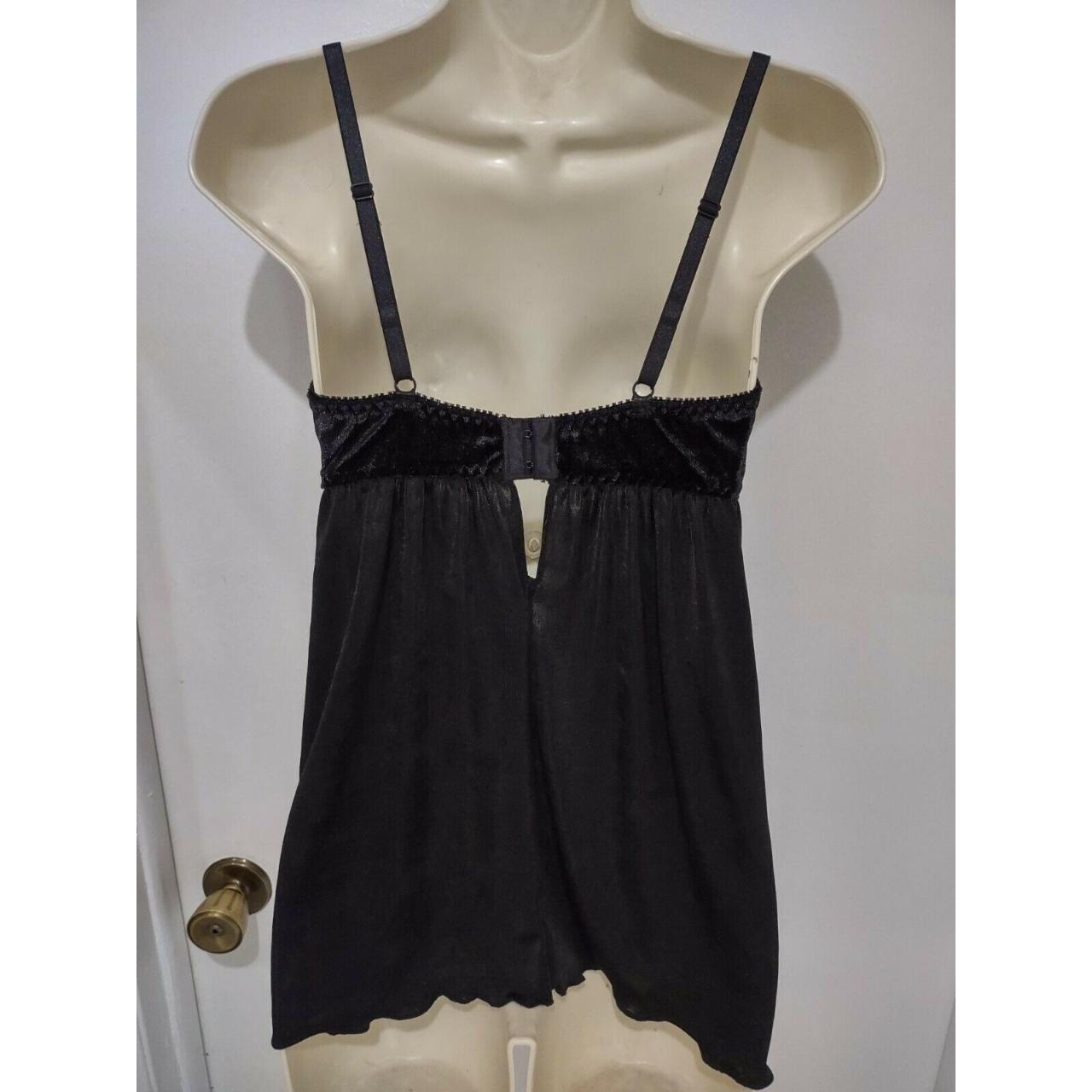 Queentex Black Velvet Bra Top Nylon Babydoll... - Depop