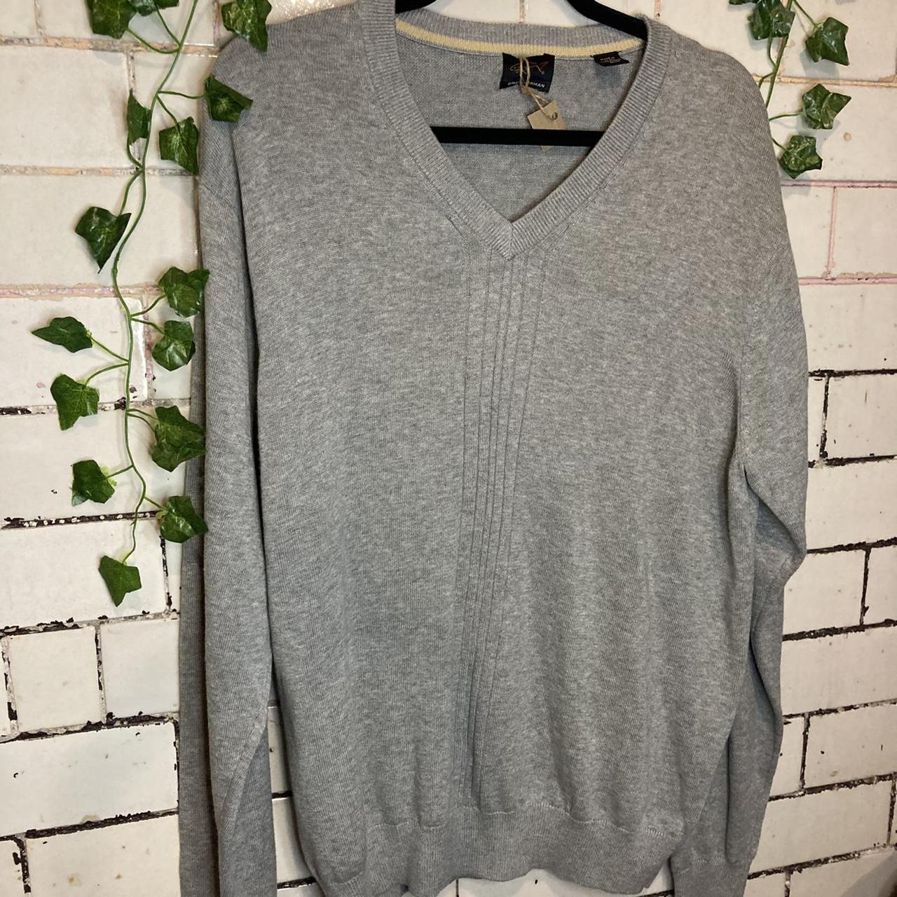 Grey v-neck thin knit jumper Brand: Greg Norman - Depop