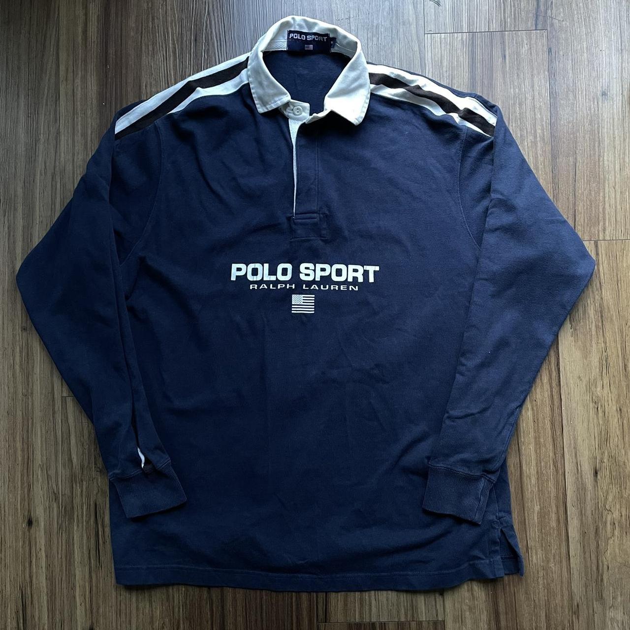 Polo Sport Men's Navy and White Sweatshirt Depop