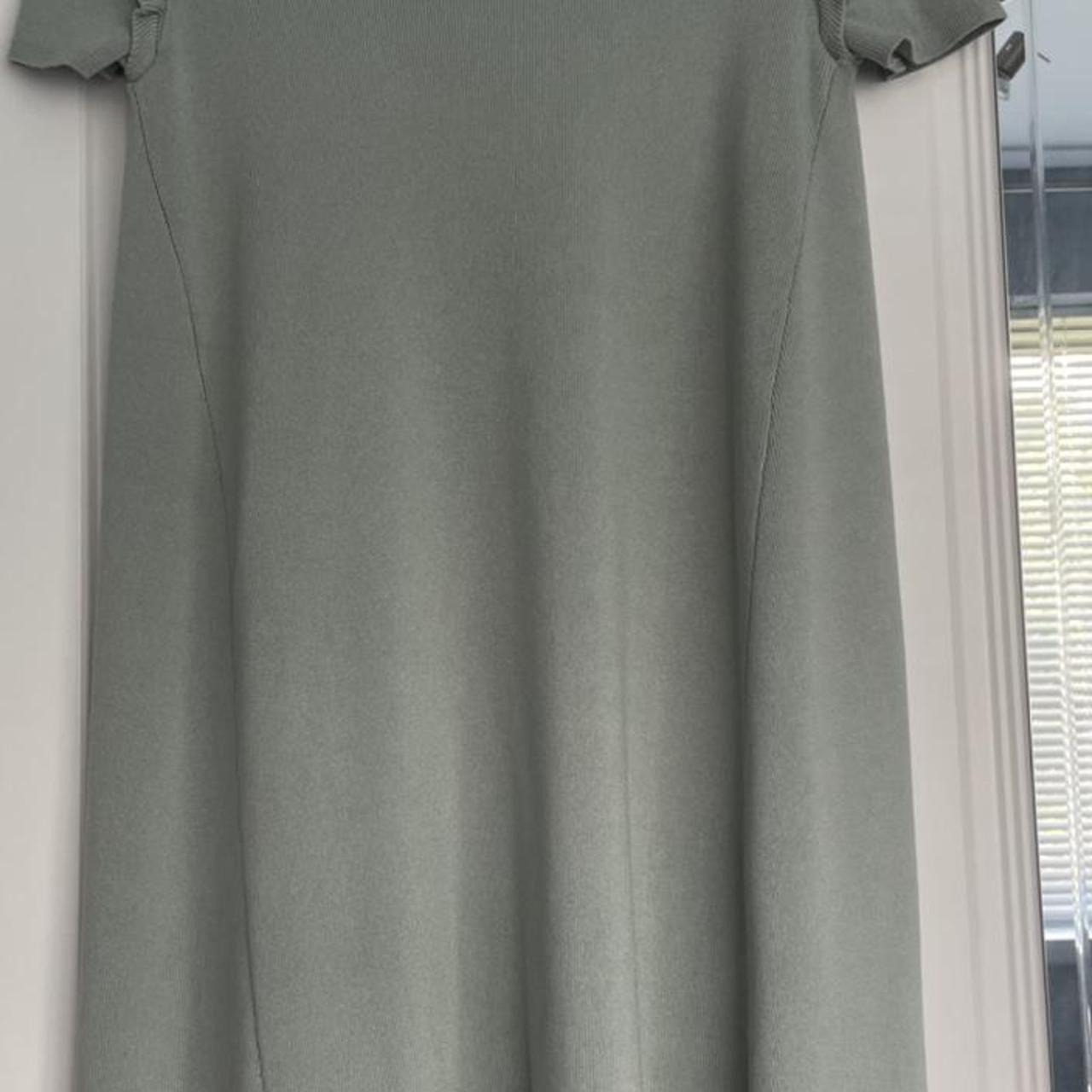 Sage green short sleeve midi length knit dress... - Depop