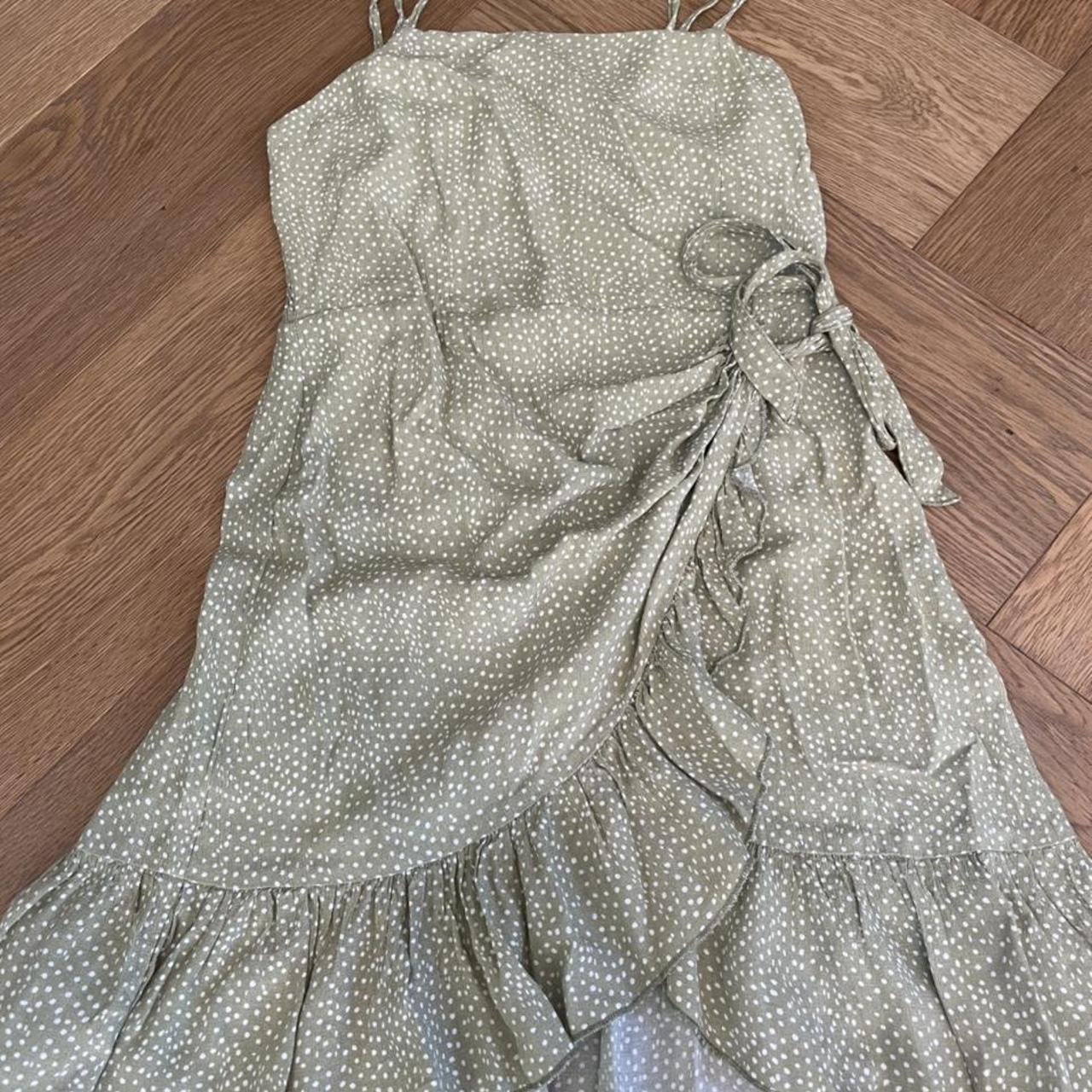 Women's Green and White Dress | Depop