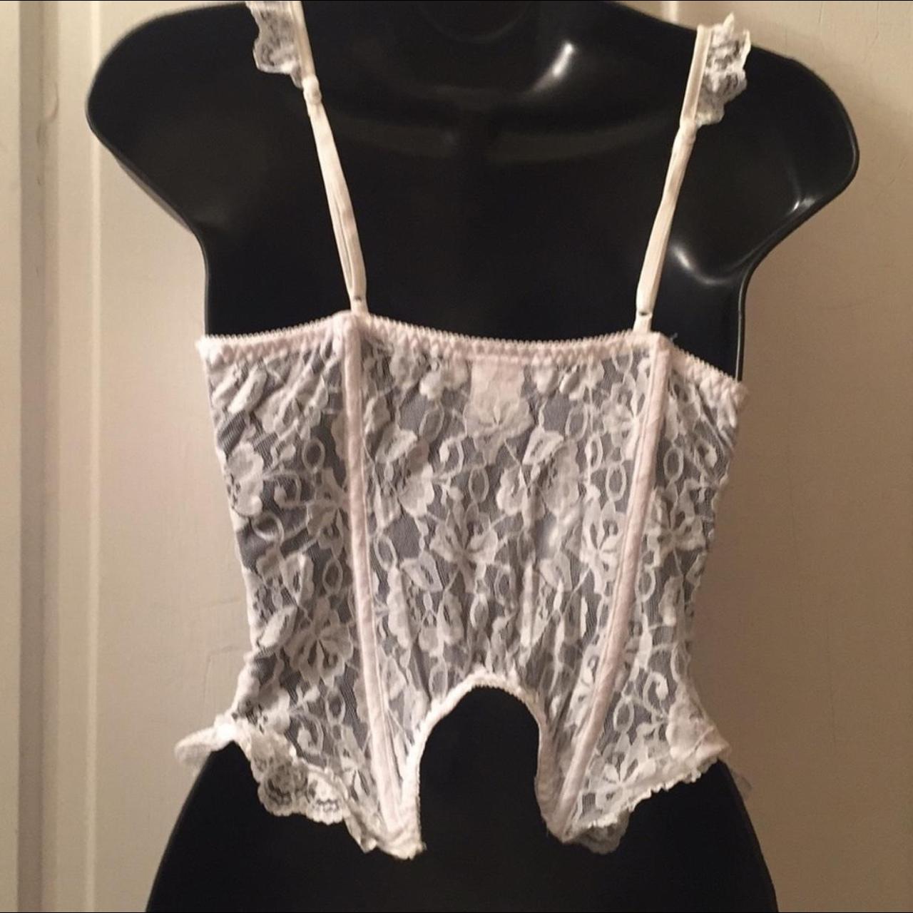 Seductive wear by Cinema Exoilles white lace bustier... - Depop