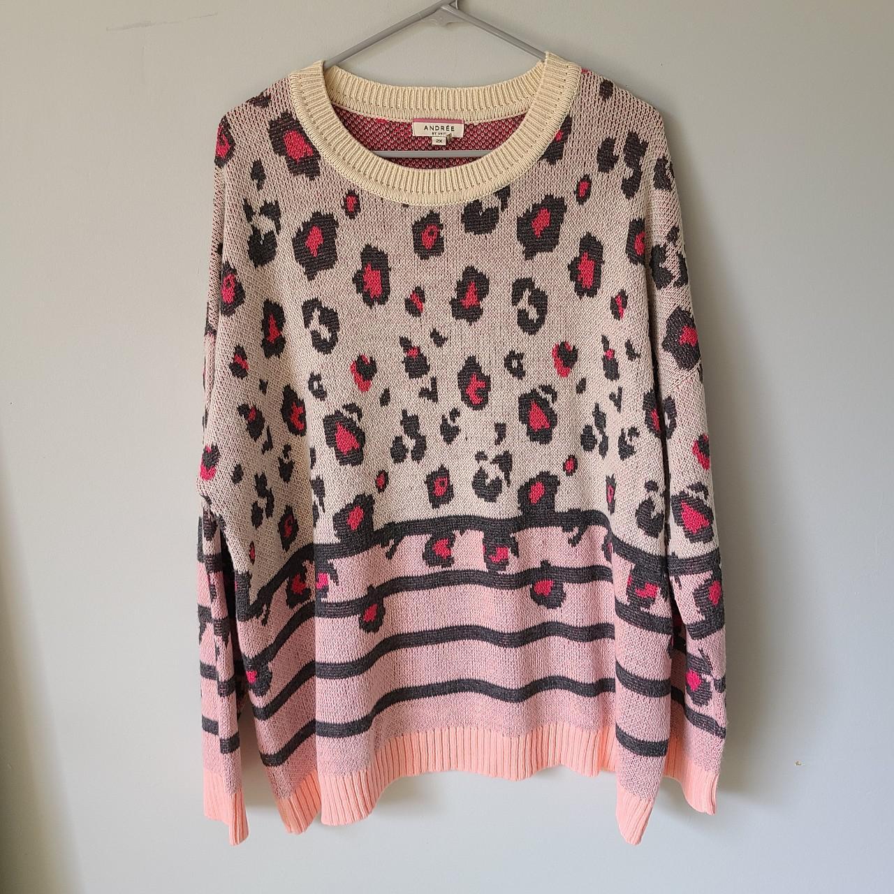 Cheetah / leopard and stripes knit sweater. Plus... - Depop