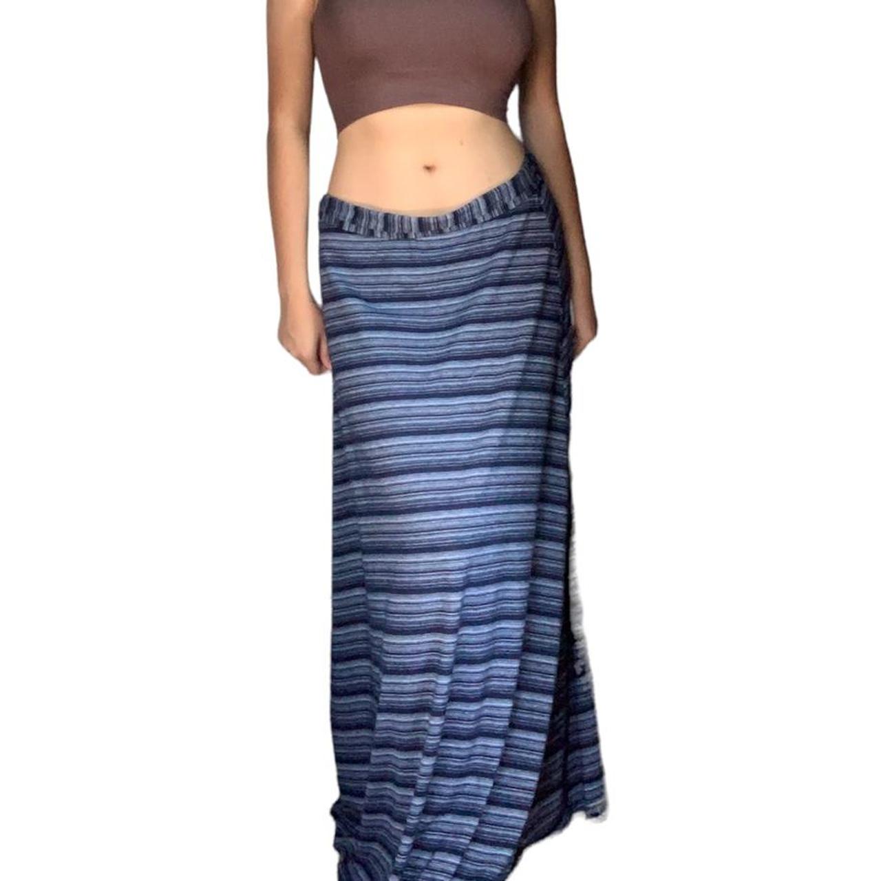 Blue striped maxi long skirt Depop payments... Depop