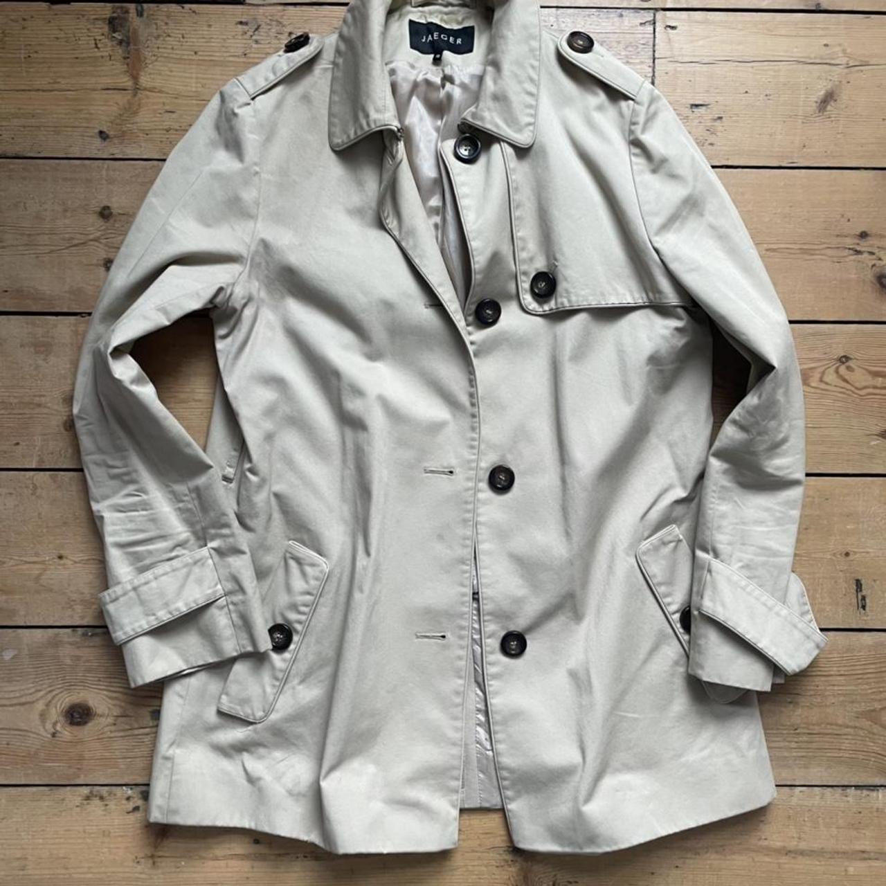 jaeger short trench coat size 10. Excellent... - Depop