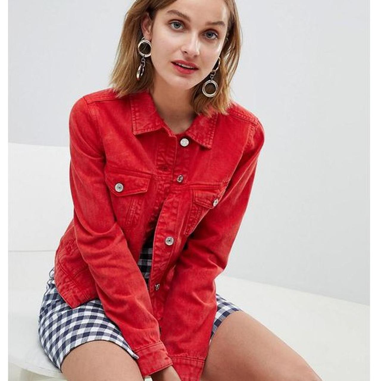 mango red denim jacket