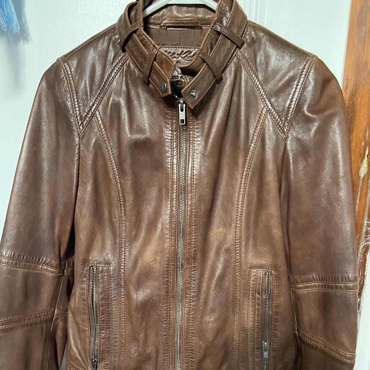 Beautiful authentic vintage brown leather jacket,... - Depop