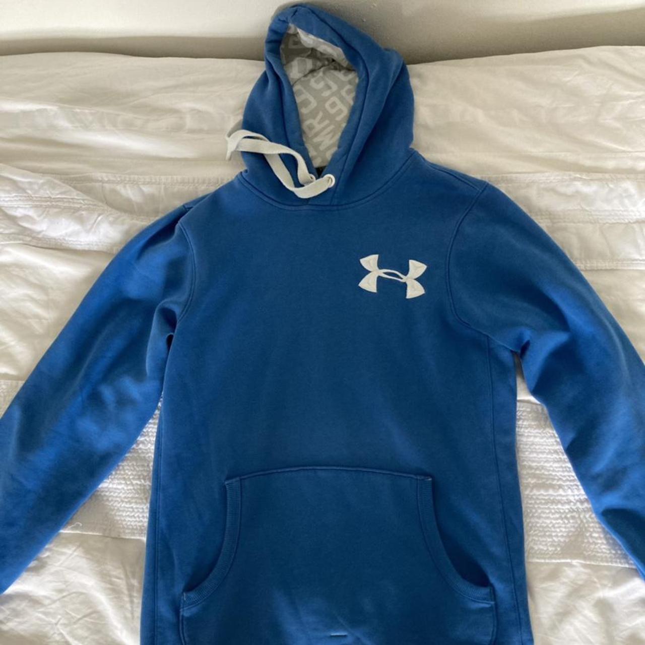 Under Armour, Blue Casual Fit Hoodie White design... - Depop