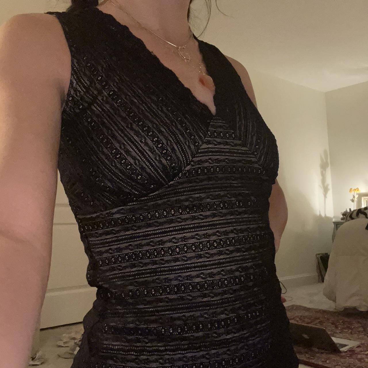 black lace bustier vneck cut tank top... Depop