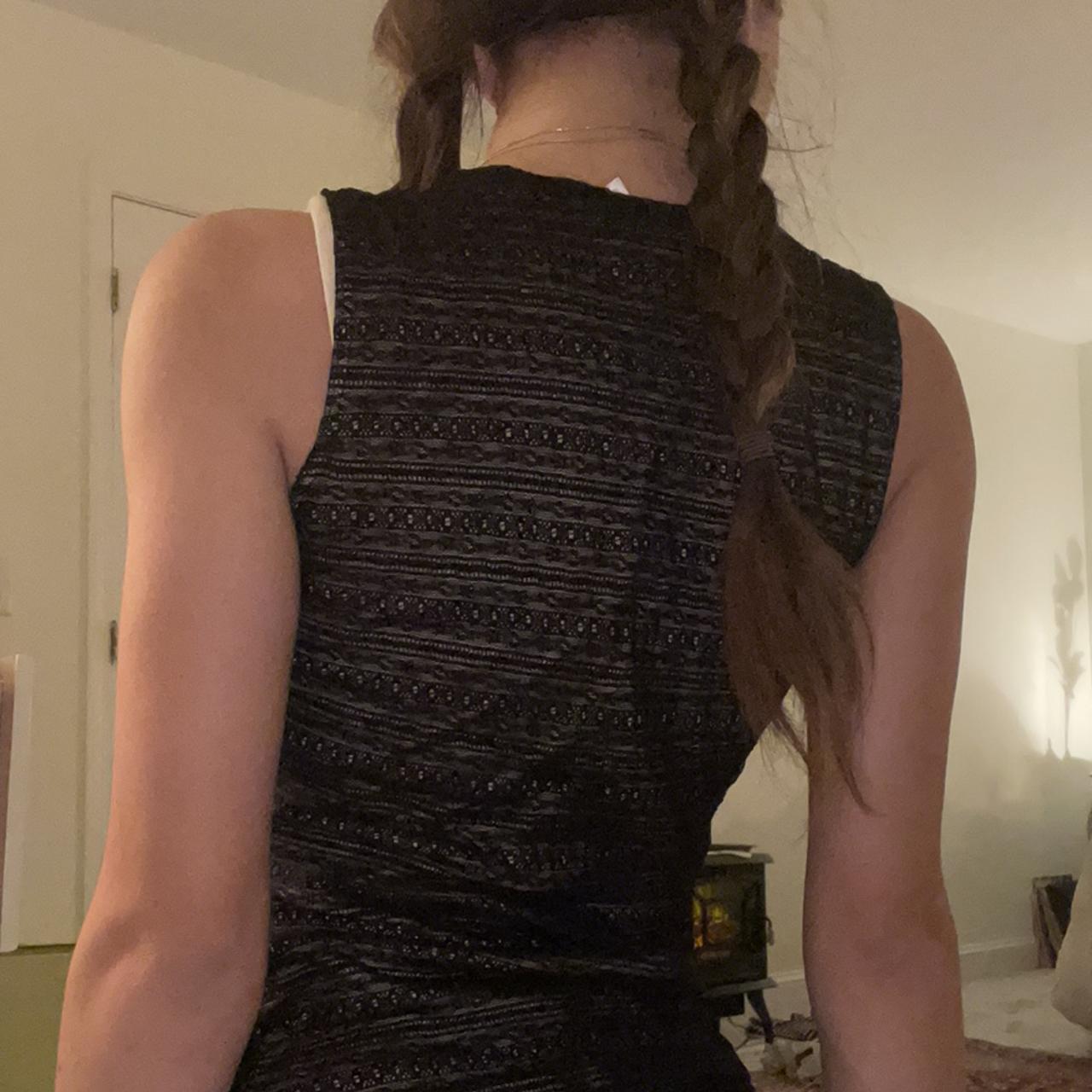 black lace bustier vneck cut tank top... Depop