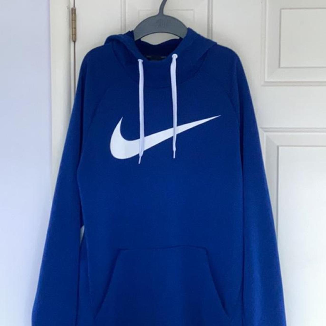 Nike Men's Blue and White Hoodie | Depop