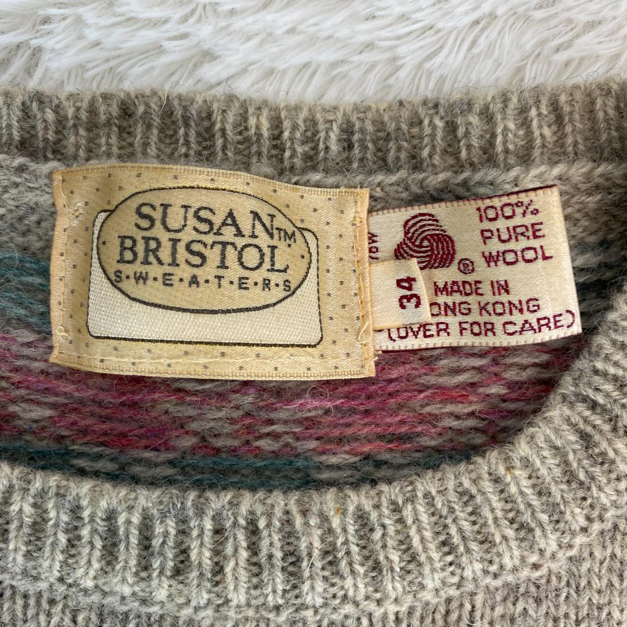 Vintage Susan Bristol Pure Wool Gray Pink Pullover... - Depop