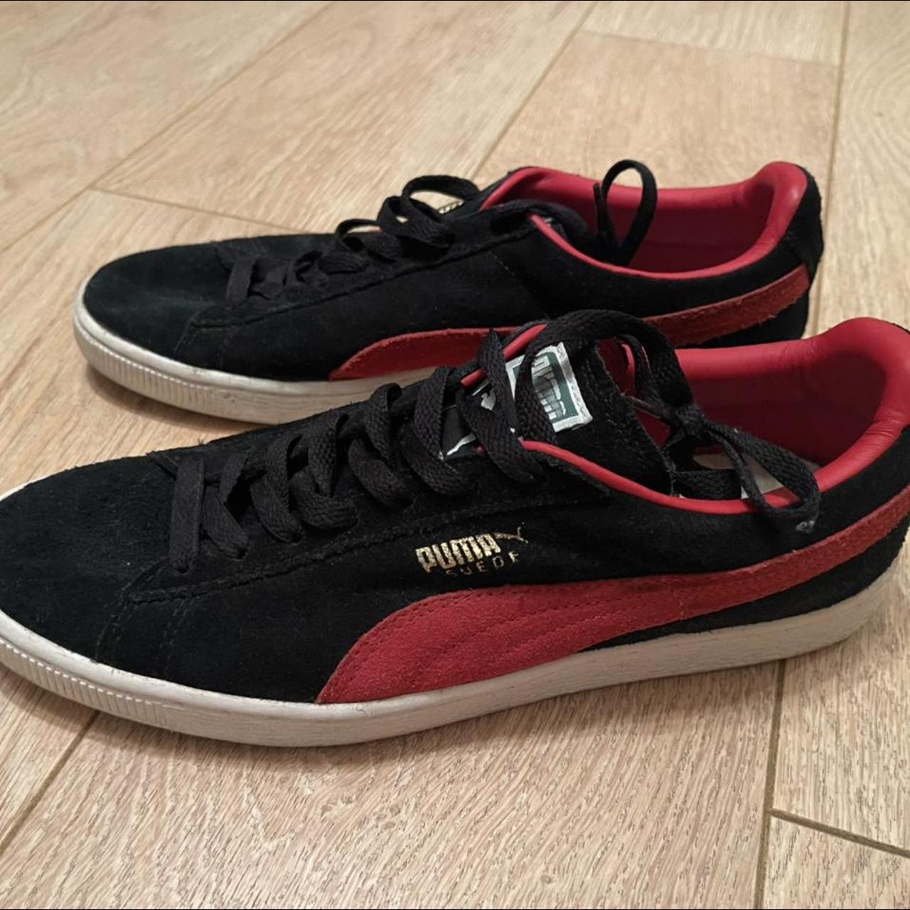 Puma suedes Make an offer Red and black Rare Size... - Depop