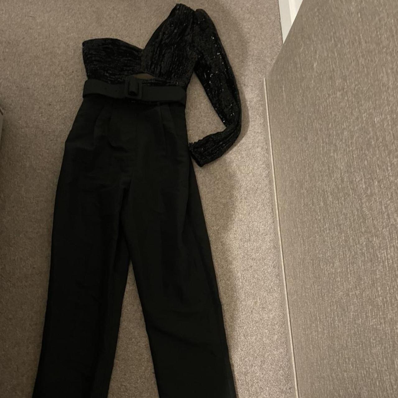 Self Portrait one shouldered sequin belted jumpsuit. - Depop