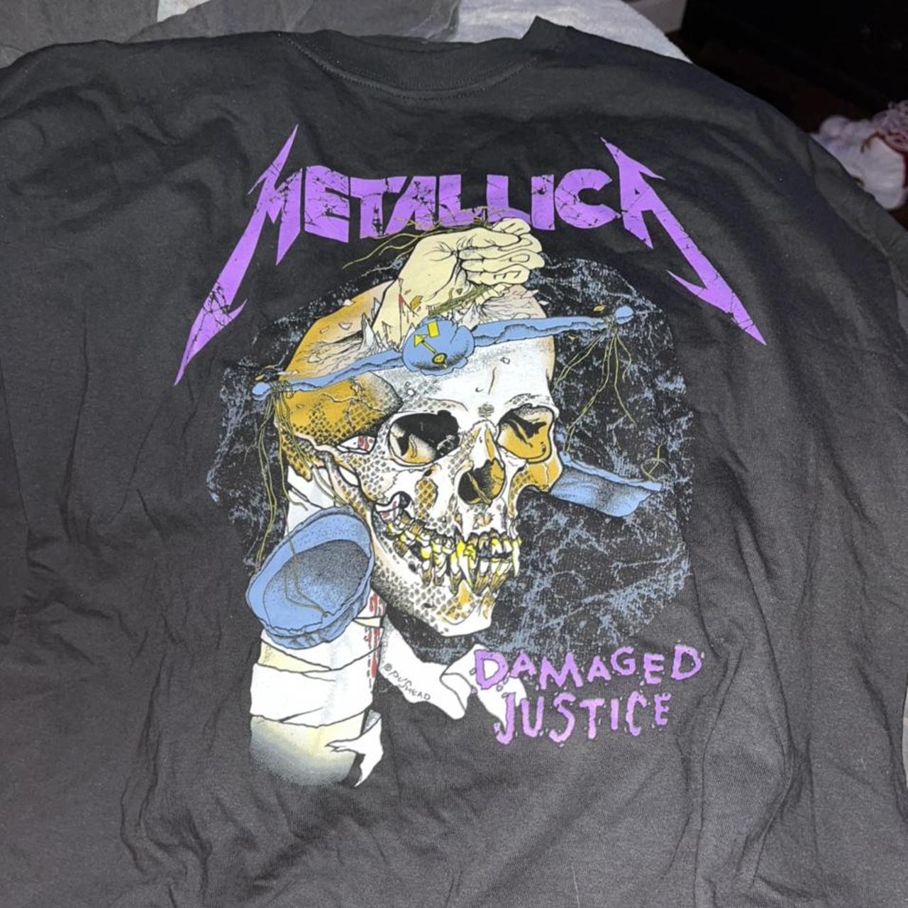 Metallica damaged justice t shirt best sale