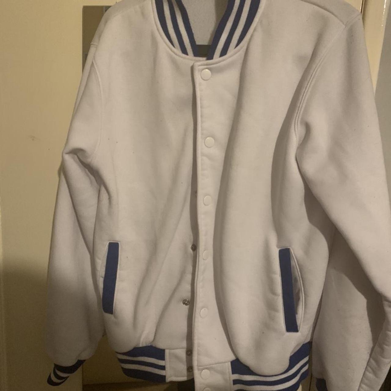 Women's Blue and White Jacket Depop