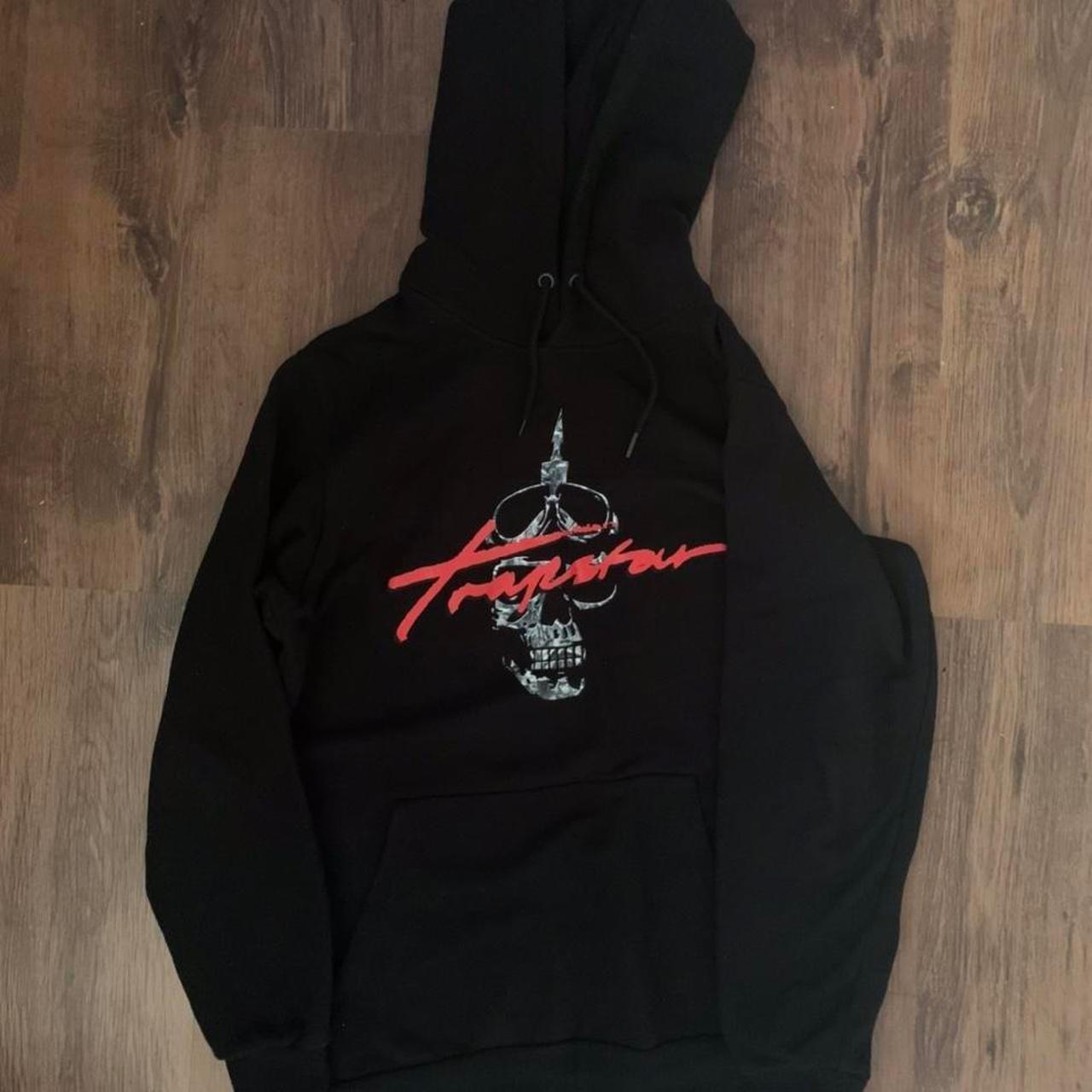 Trapstar Men's Black and Red Hoodie Depop