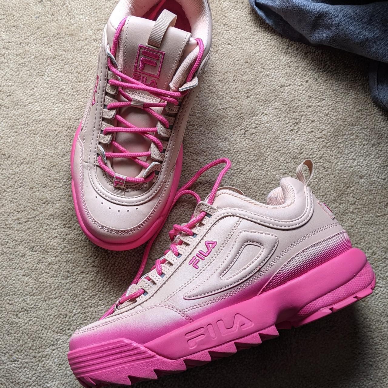 Fila Disruptor II Bright Pink Fade Pink Ombre Worn Depop