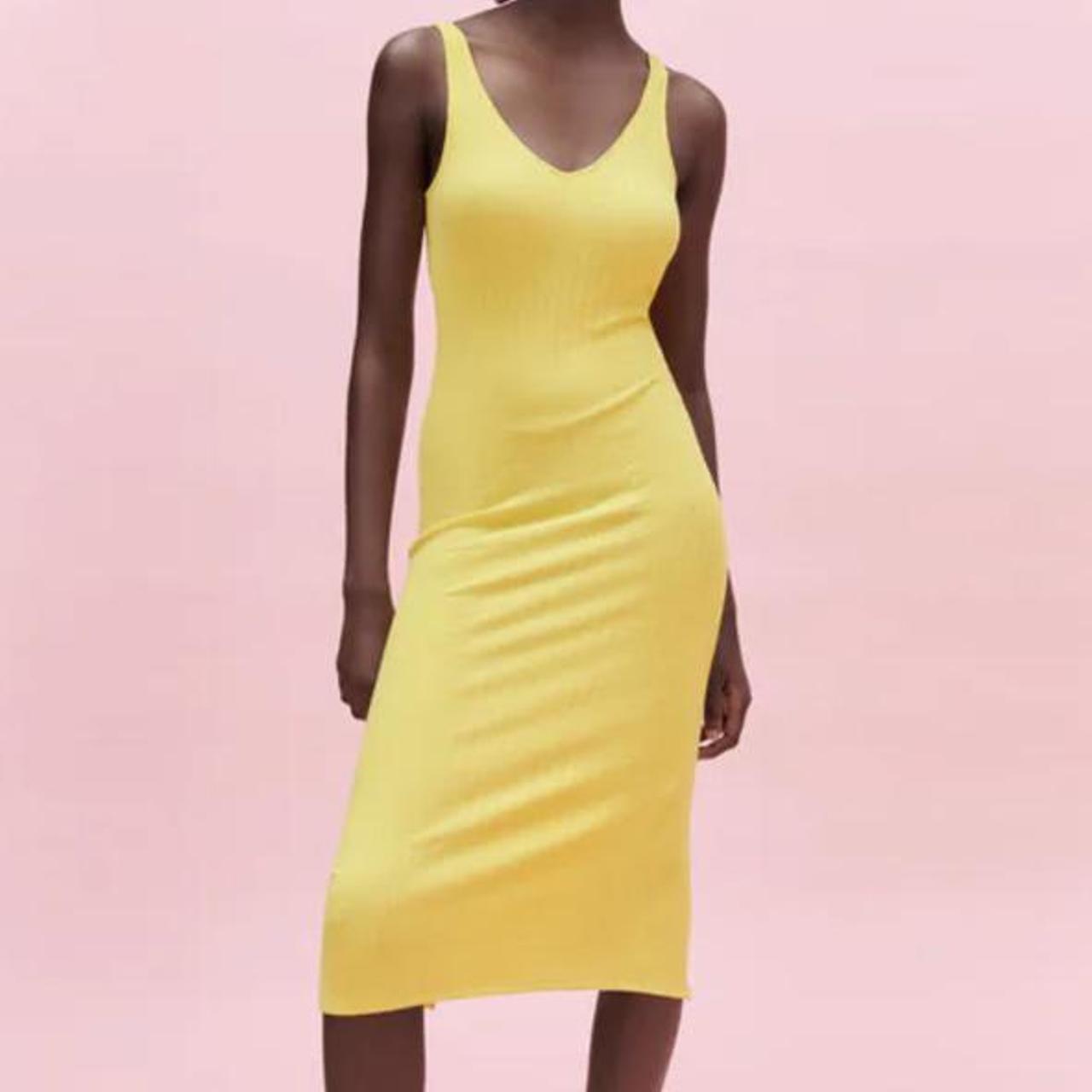 yellow ribbed dress zara