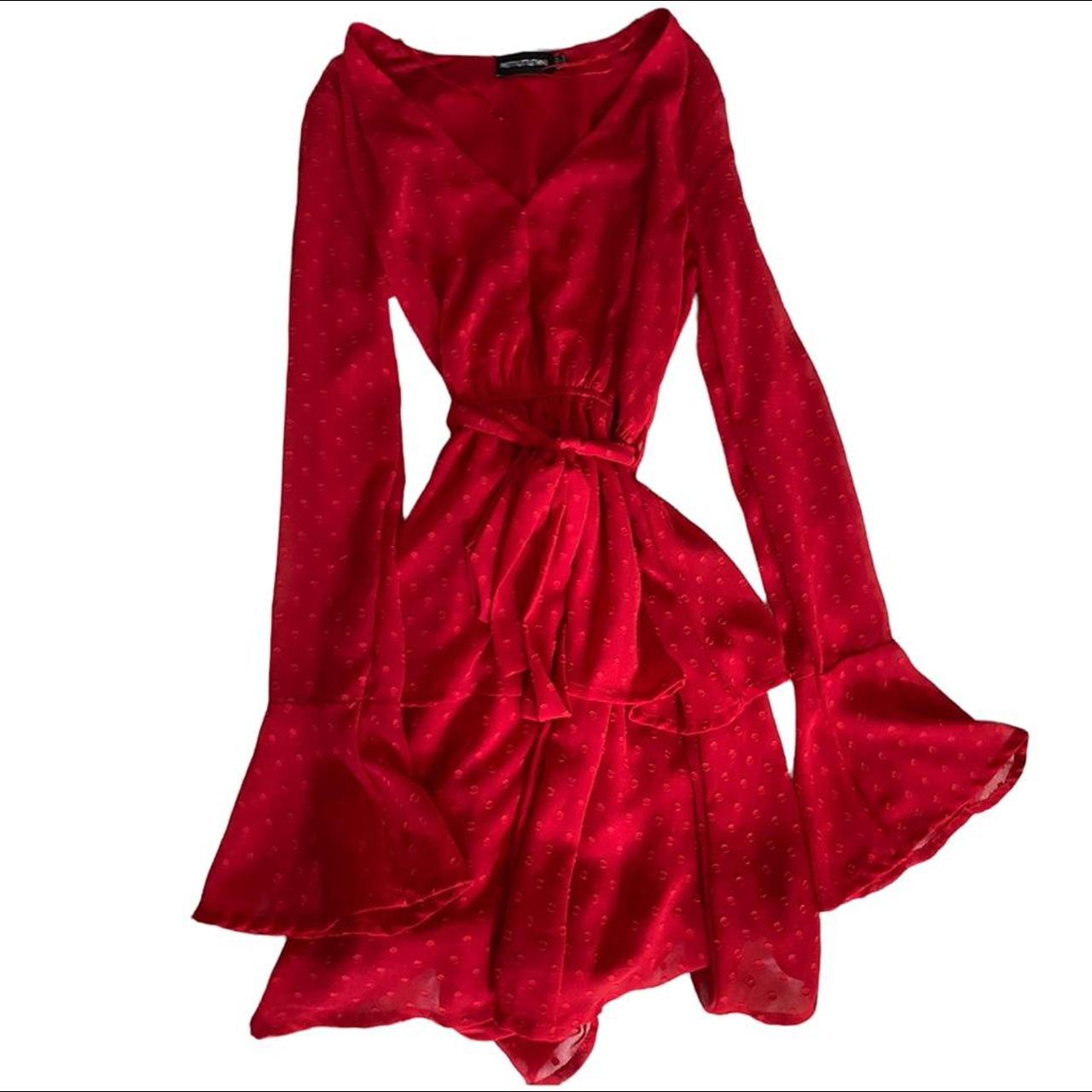 Pretty little thing 2024 red long sleeve dress