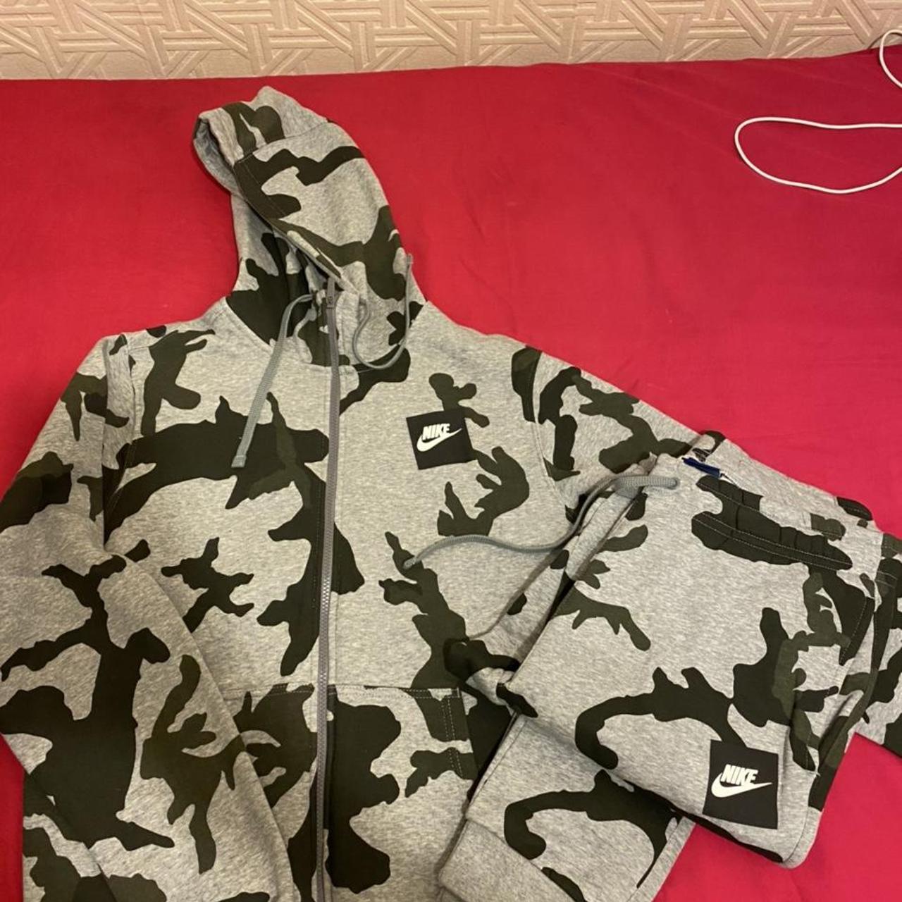 Nike Air Mens Full Tracksuit Set Camouflage Hoodie... - Depop