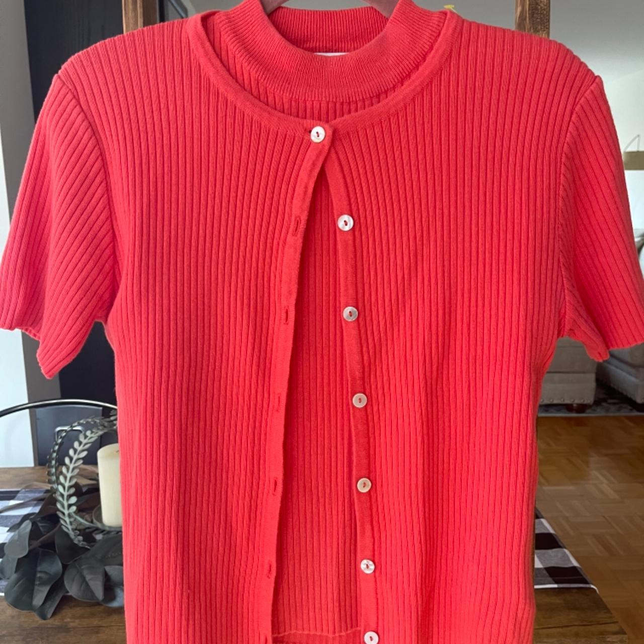 coral short sleeve cardigan