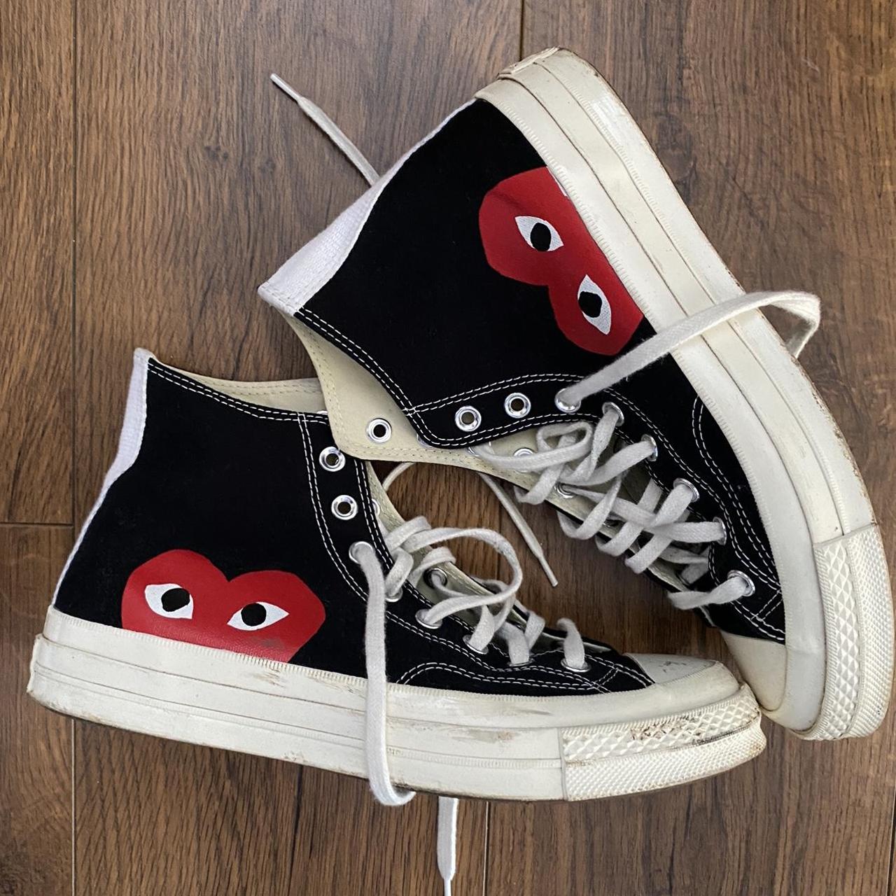 Comme des Garçons Play Men's Black and Red Trainers | Depop