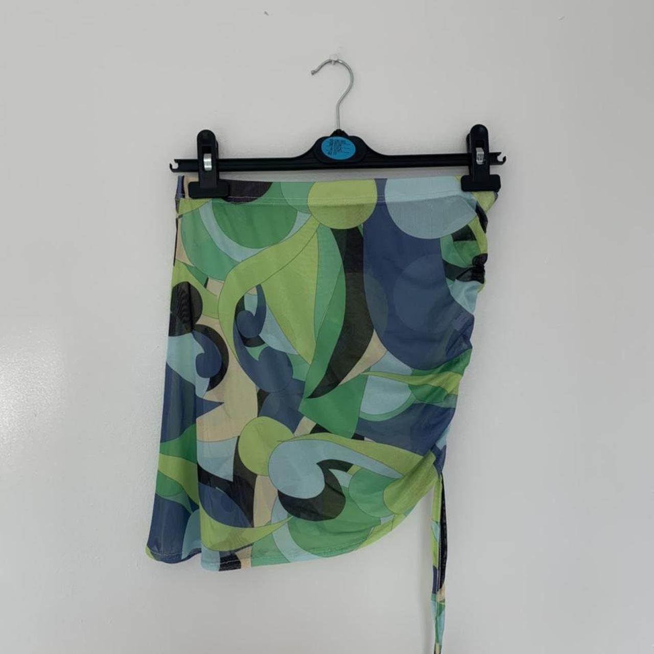PLT Abstract Print Ruched Mesh Skirt brand new... Depop