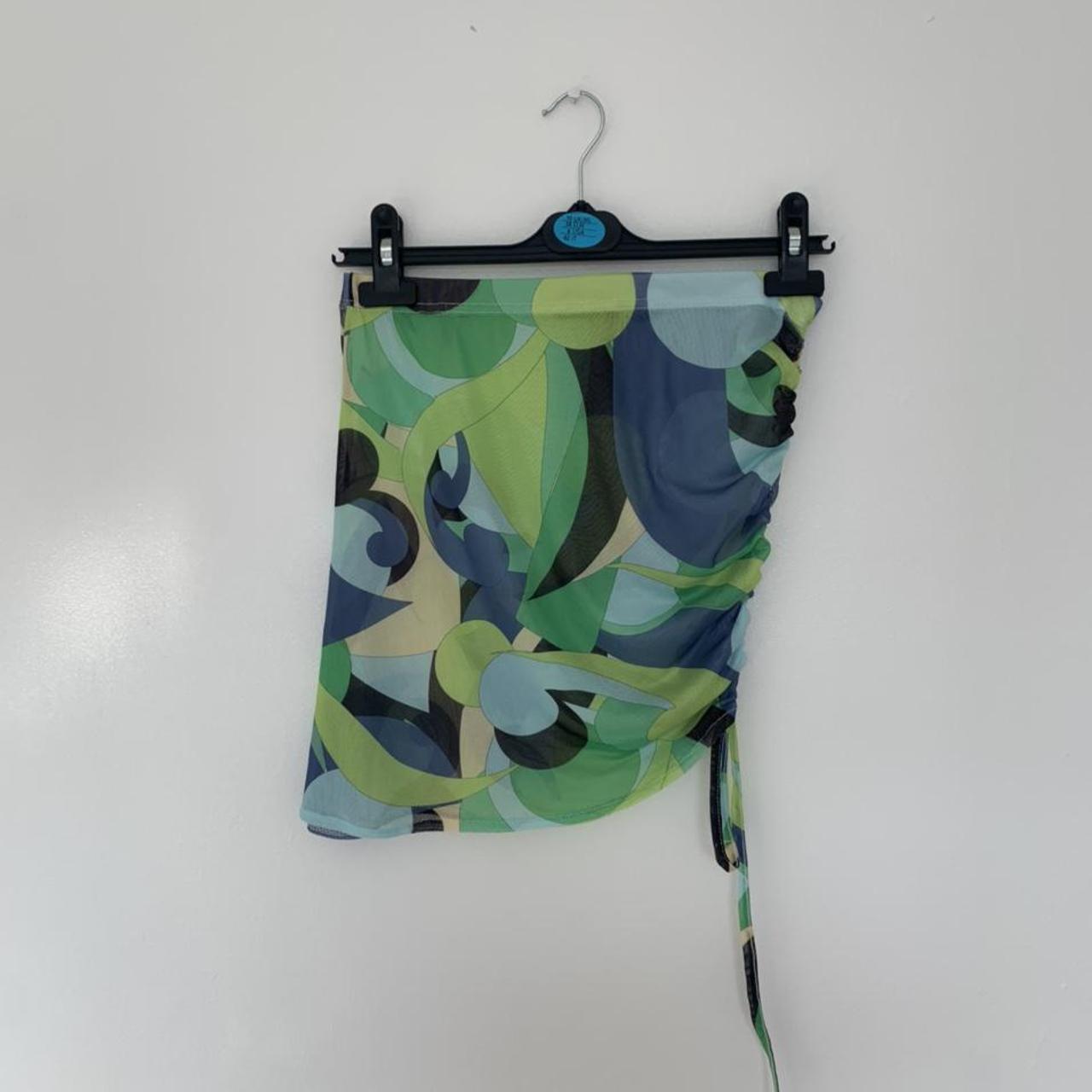 PLT Abstract Print Ruched Mesh Skirt brand new... Depop