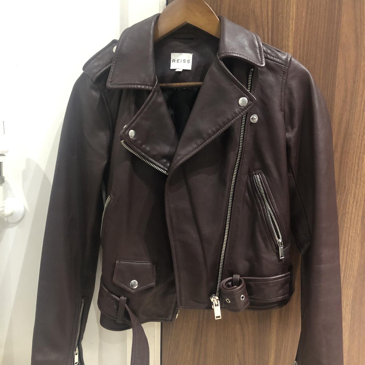 reiss burgundy leather jacket