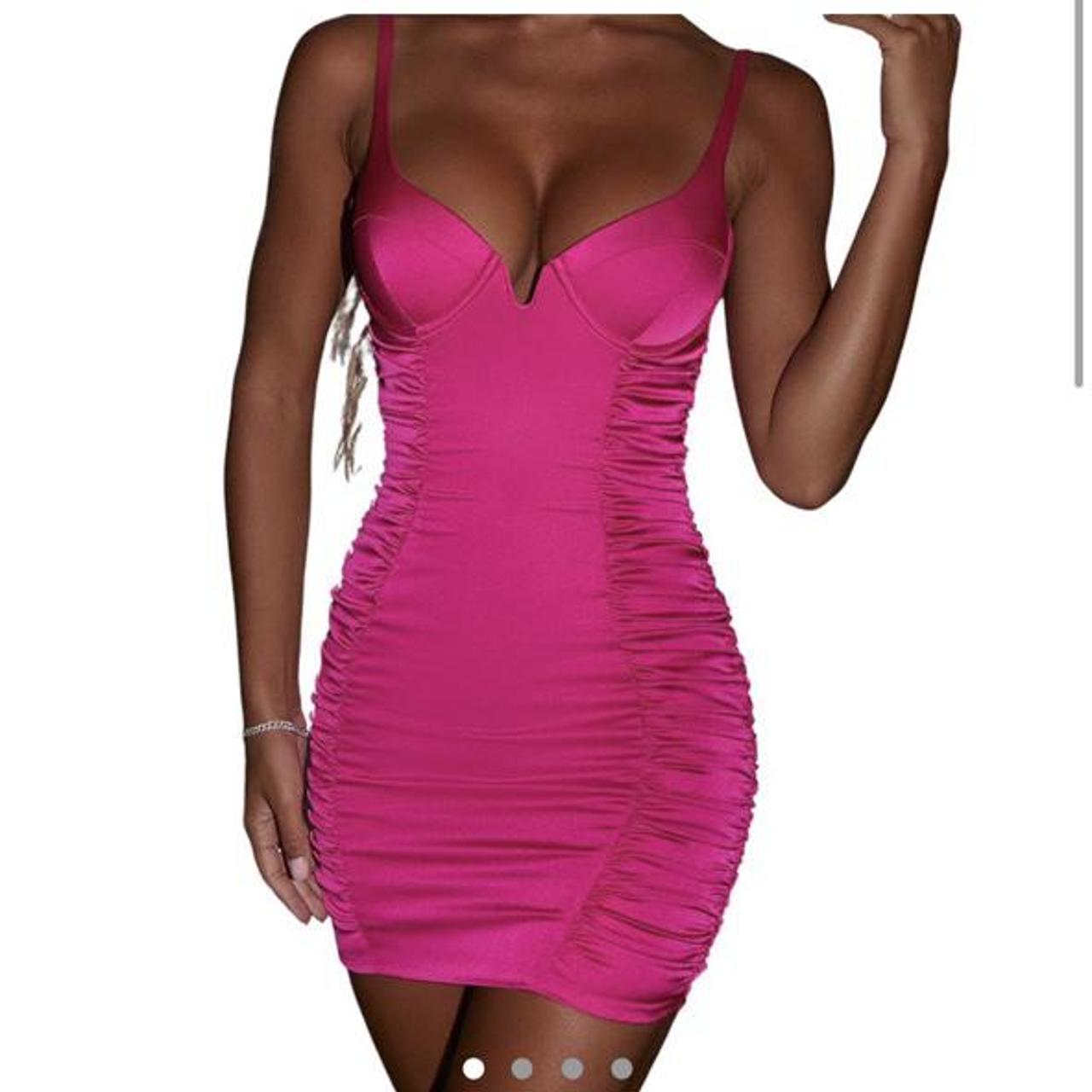oh polly pink ruched dress