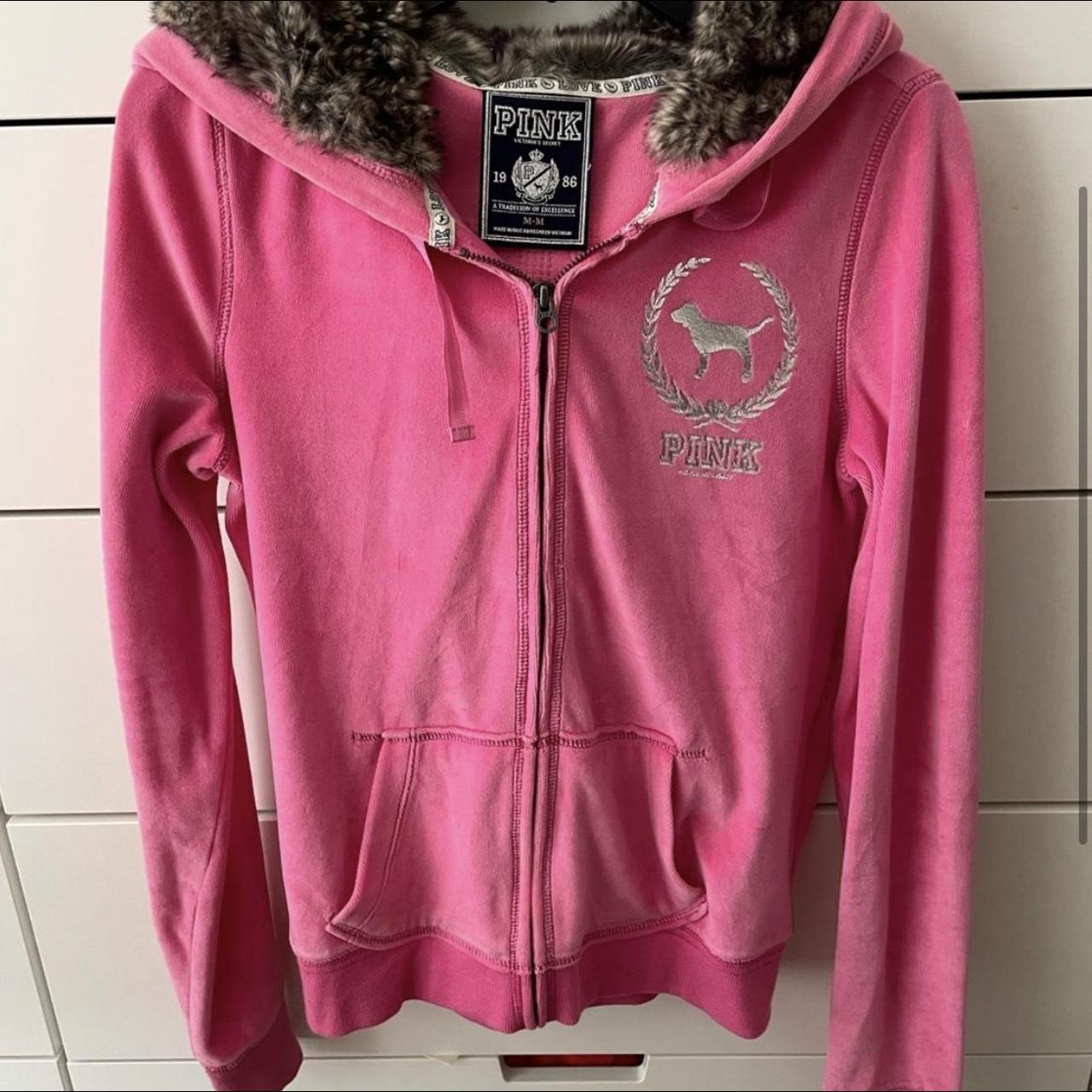 VS PINK Bling factory Fur Lined Zip Up Hoodie