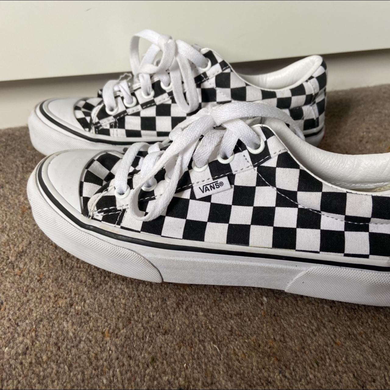 Size 4 Vans black and white checked trainers, nearly... Depop