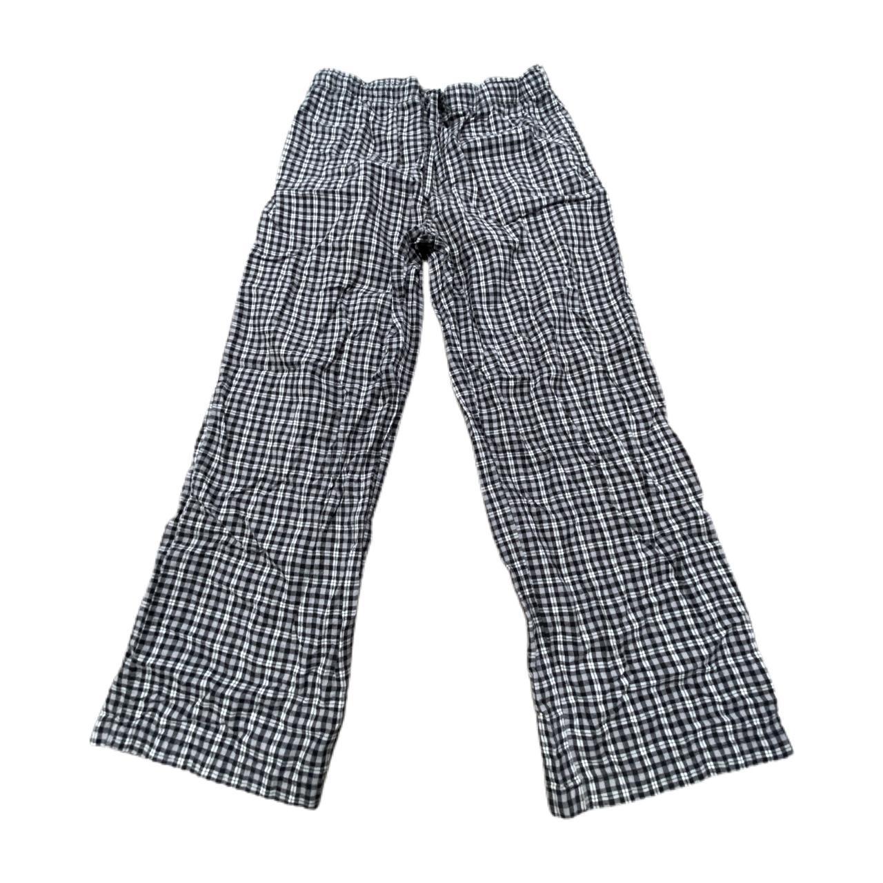 black and grey plaid flare pants super cute plaid... - Depop