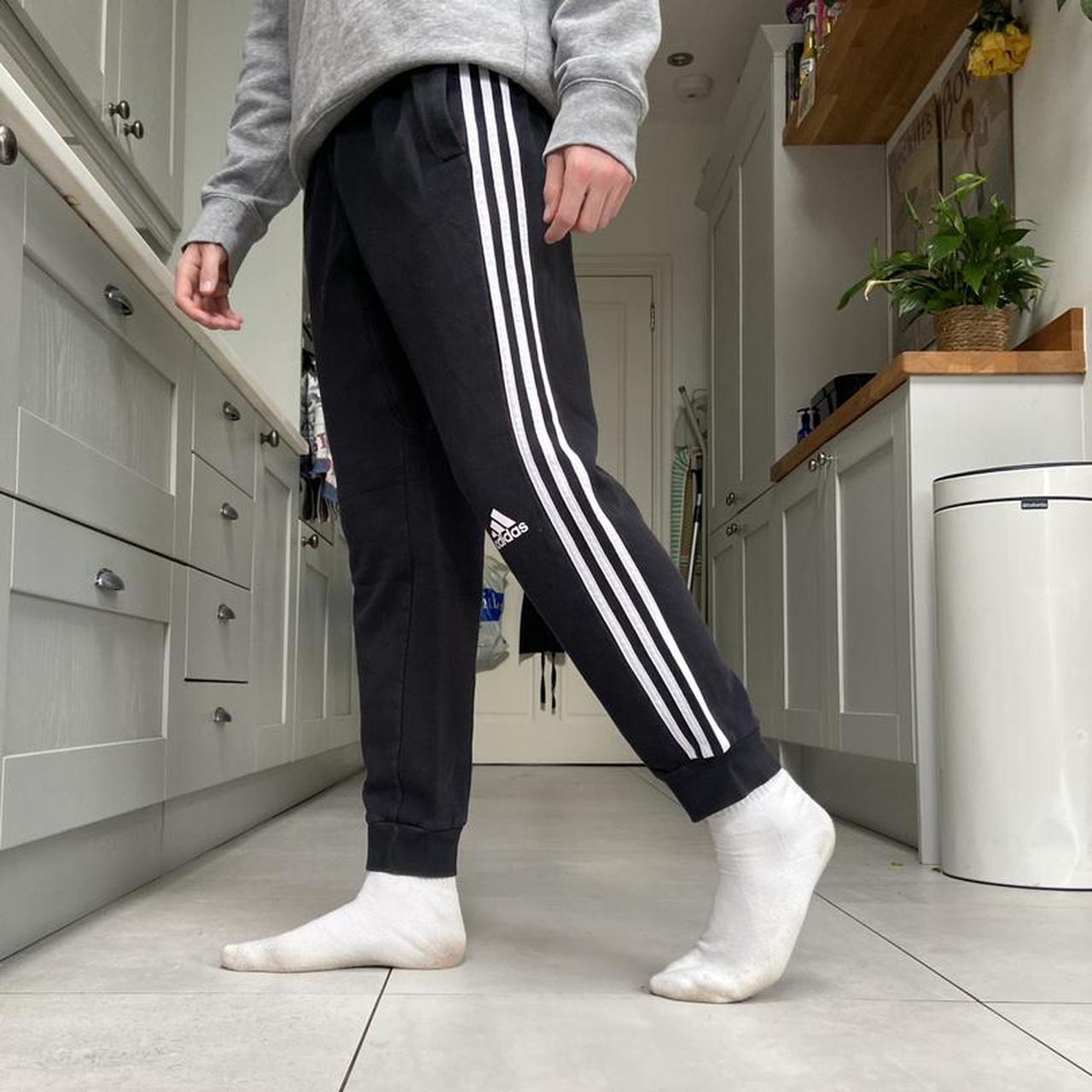 Black Adidas Joggers with adjustable drawstring... Depop