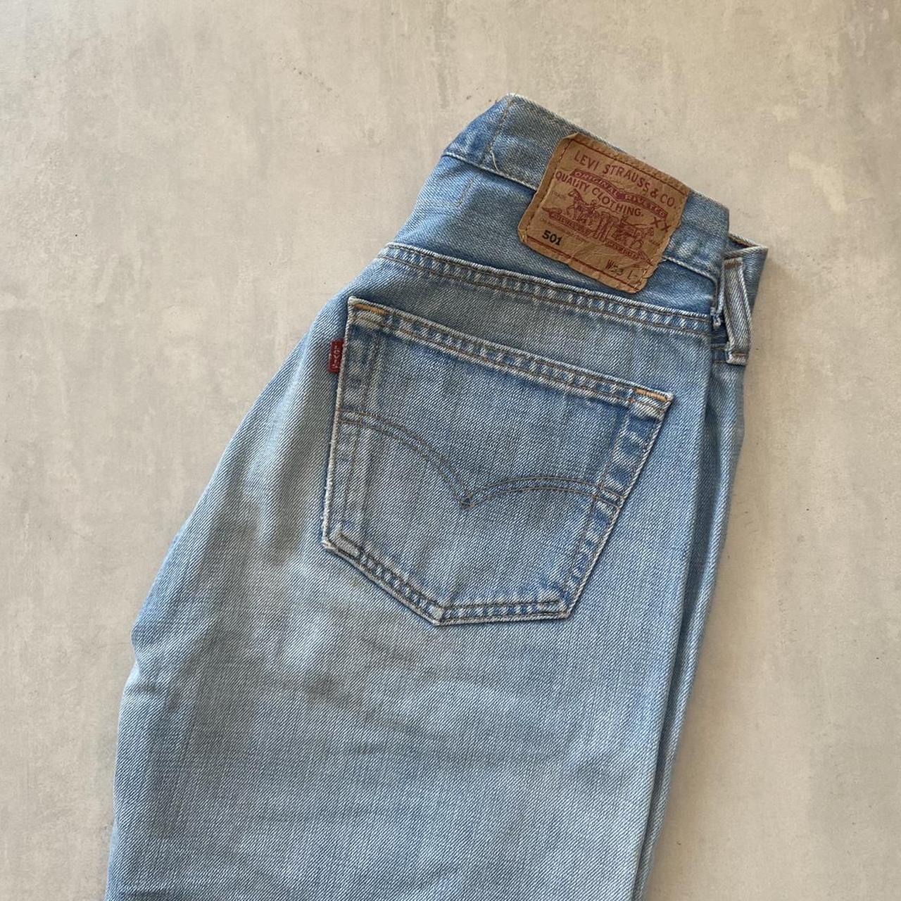 Reworked Pale Blue Levis 501 Jeans Good... - Depop